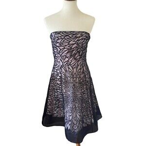 White House Black Market Dress Bustier Womens Size 4 Semi Sheer Fit & Flare Knee